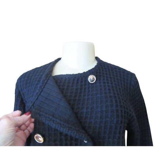 Ann Taylor Heavy Textured Black Double Breasted Jacket Size M - Picture 3 of 6